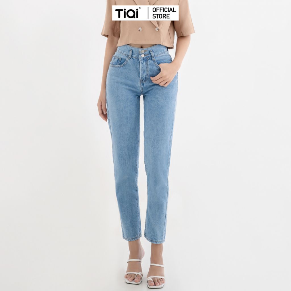  Quần Jean Baggy Nữ Lưng Cao 2 Nút Tôn Dáng Tiqi Jeans B1-193 