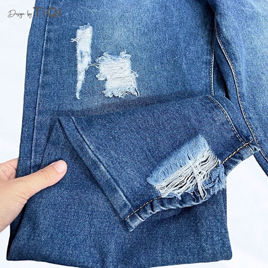  Quần Jean Baggy Đại Nữ rách gối TiQi Jeans B2-185 