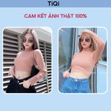  Áo croptop cổ lọ vải thun cotton tay dài trắng đen nude TiQi Jeans A133 