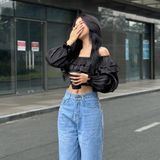  Áo Croptop Trễ Vai 2 Tầng Tay Dài TiQi Jeans A203 