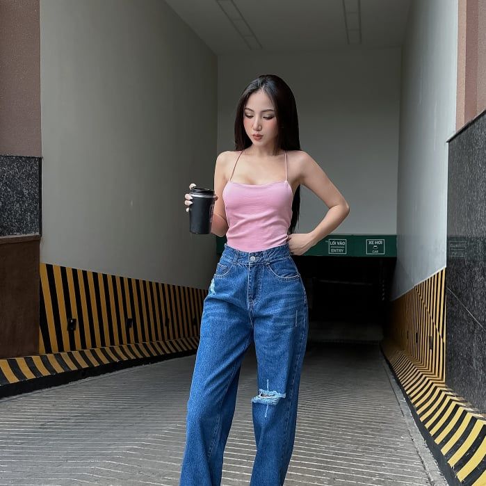  Áo croptop hở lưng buộc dây TiQi Jeans A206 