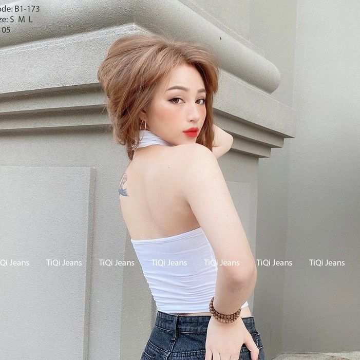  Áo croptop cổ yếm hở lưng TiQi A105 