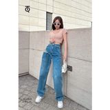  Quần Jean Nữ Ống Rộng Giả Short Logo Thêu TiQi Jeans B2-249 