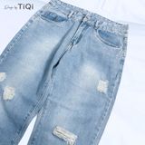  Quần Jean Baggy Đại Nữ rách gối TiQi Jeans B2-185 