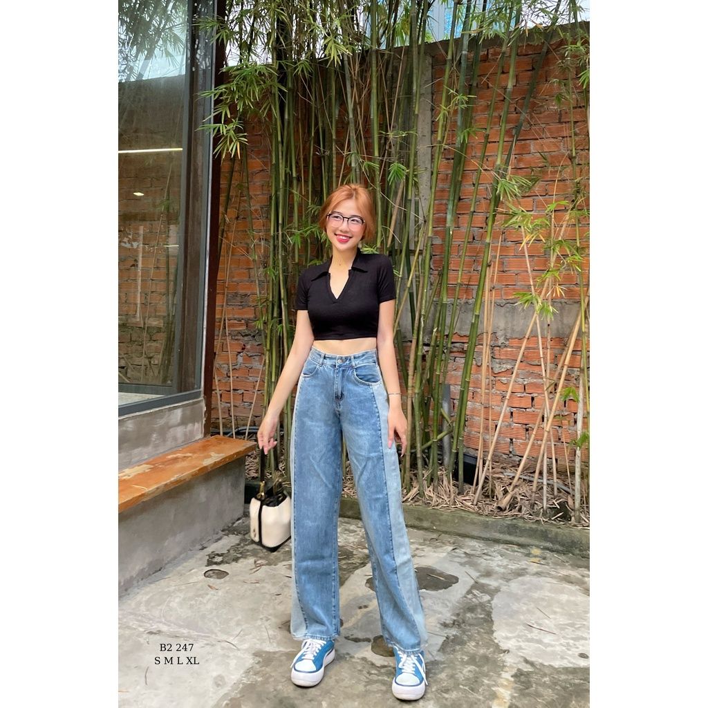  Quần Jean Nữ Ống Rộng Suông 2 Line Tiqi Jeans B2-267 