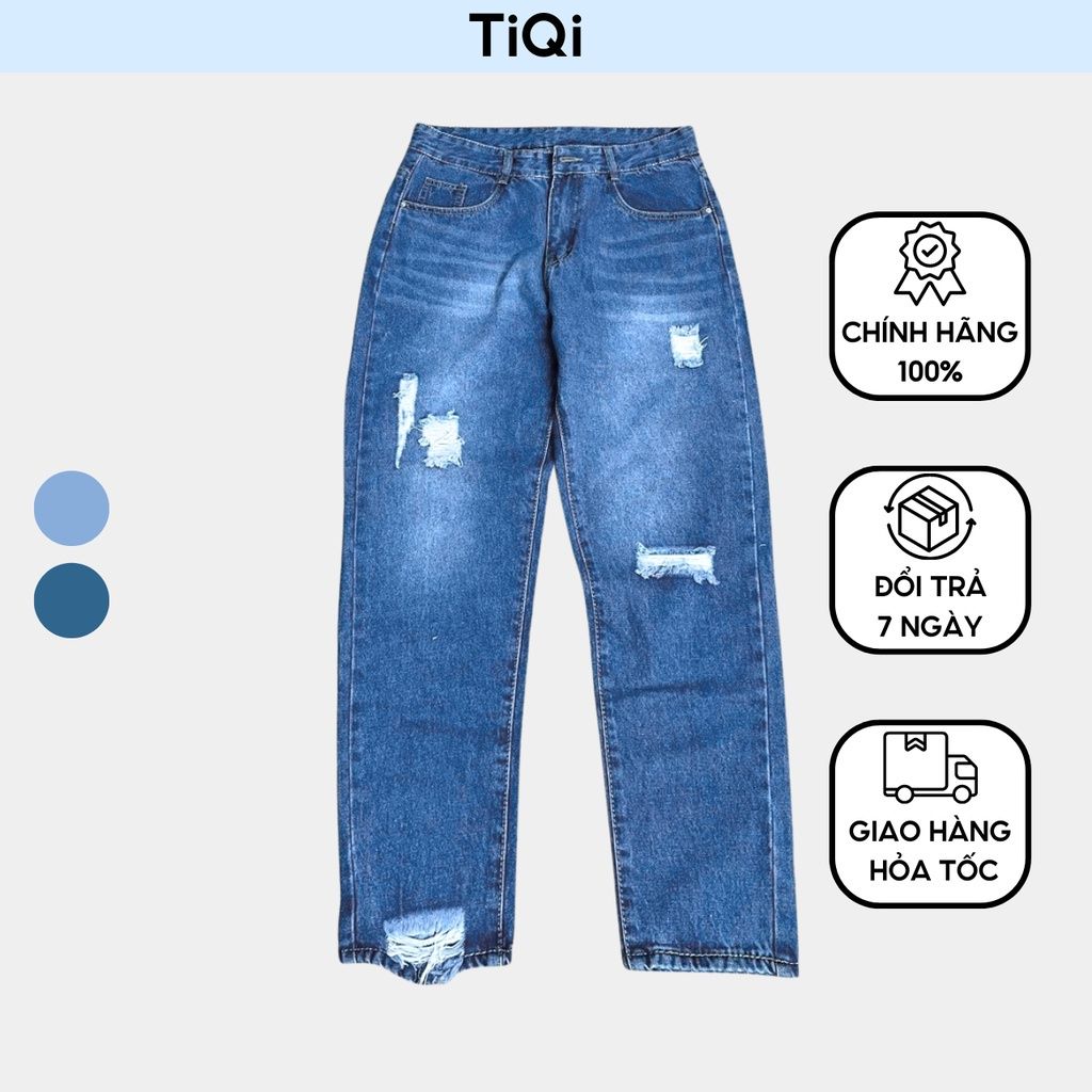  Quần Jean Baggy Đại Nữ rách gối TiQi Jeans B2-185 