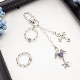  Simple White Crystal Rosary Ring - Nhẫn mân côi Simple White Crystal kèm móc khóa đính kèm charm thiên thần thiết kế handmade 