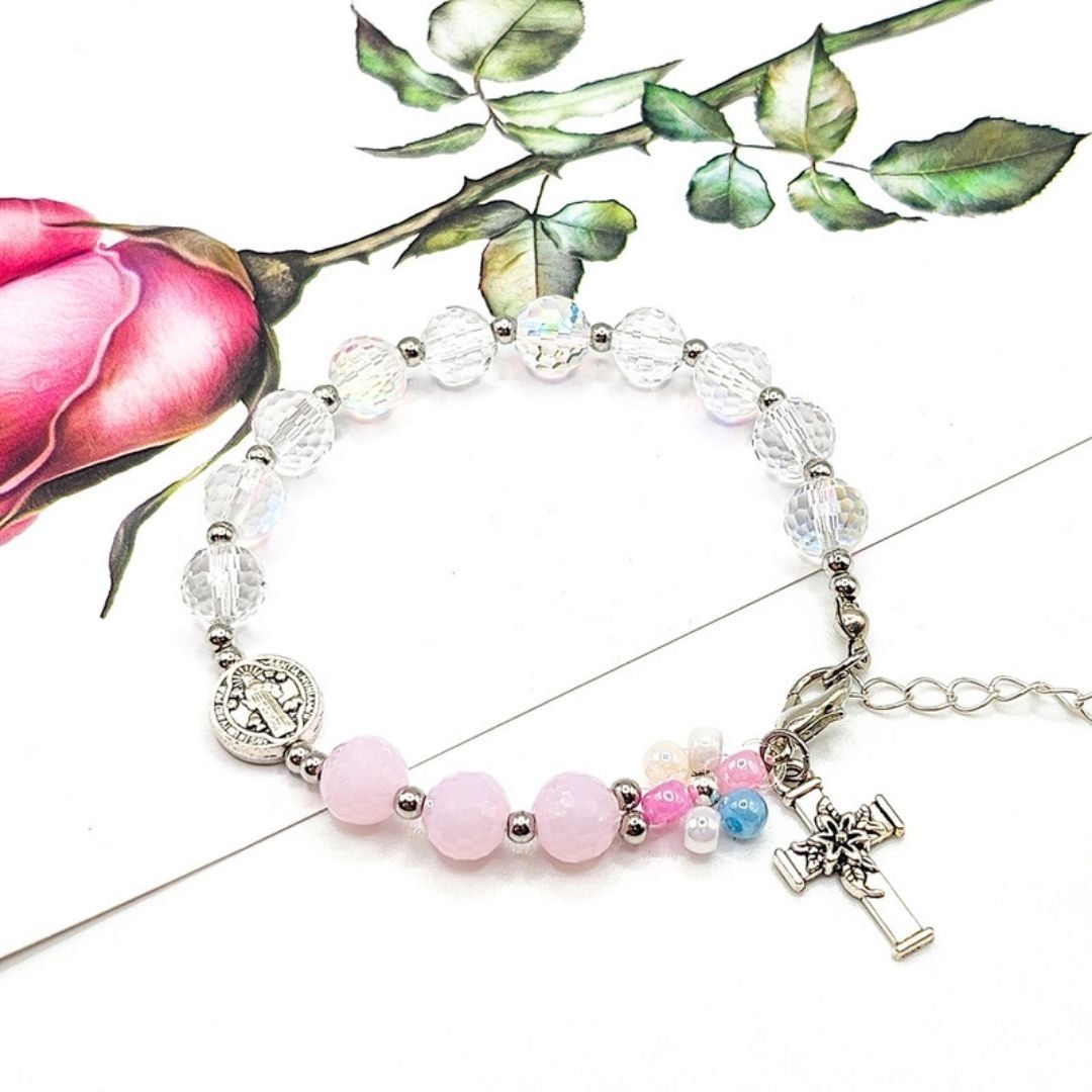  Pastel Floral Crystal Rosary - Vòng mân côi pha lê mix màu pastel thiết kế handmade 