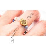  Rosary Ring Benedictine - Nhẫn mân côi mix hạt đính charm thánh giá mề đay St.Benedict thiết kế handmade 