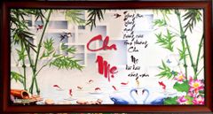 Tranh từ nhựa tái chế CÔNG CHA NGHĨA MẸ