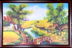 Tranh từ nhựa tái chế LÀNG QUÊ MÙA LÚA CHÍN