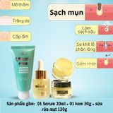  Bộ Tri Mụn ẩn , Mụn đầu đen, Mụn thâm Doctor Care dịu nhẹ dành cho nam nữ da dầu mụn ( Serum 20ml + kem 30g +sữa rửa mặt 130g) ) 