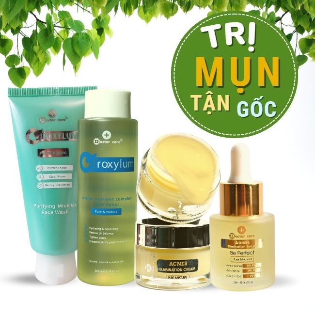  Bộ Tri Mụn ẩn , Mụn trứng cá, giảm mờ thâm Doctor Care dịu nhẹ dành cho nam nữ da dầu mụn ( Serum 20ml + kem 30g +Toner 200ml+ sữa rửa mặt 130g) 
