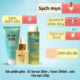  Bộ Tri Mụn ẩn , Mụn đầu đen, Mụn thâm Doctor Care dịu nhẹ dành cho nam nữ da dầu mụn ( Serum 20ml + Toner 200ml +sữa rửa mặt 130g) 