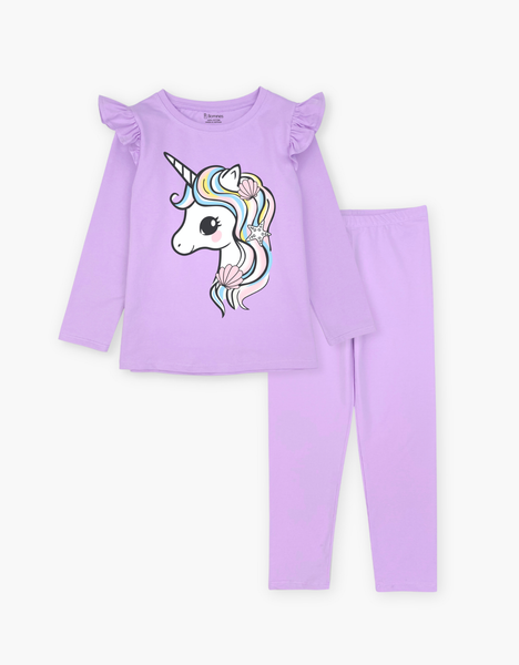  Đồ bộ bé gái mùa thu tay dài Kỳ Lân Unicorn 