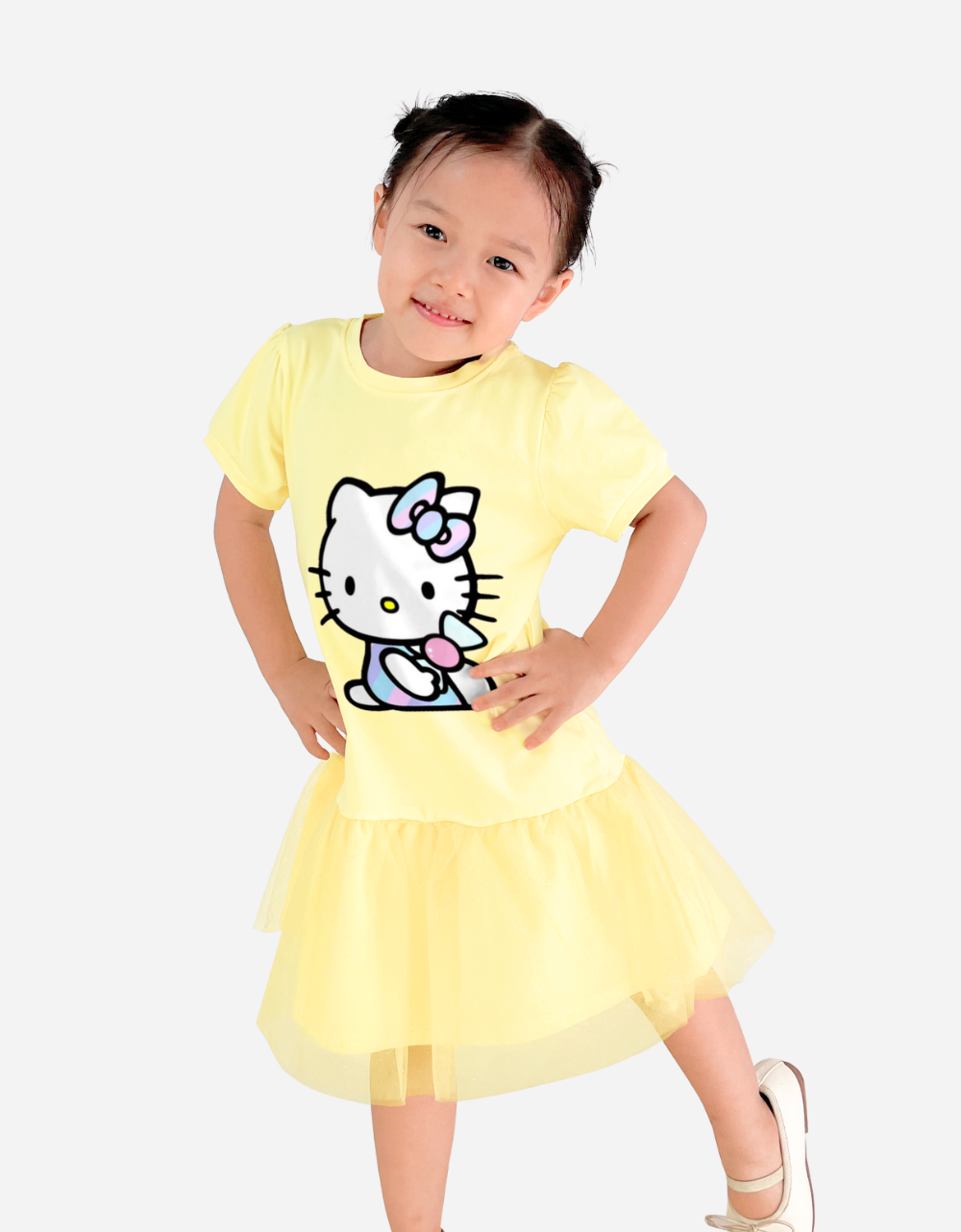  Váy bé gái tay phồng Hello Kitty 