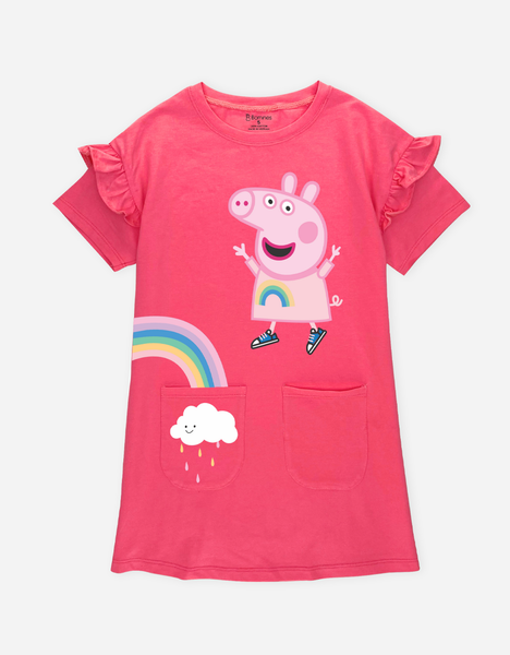  Váy bé gái tay ngắn Peppa Pig dáng suông 