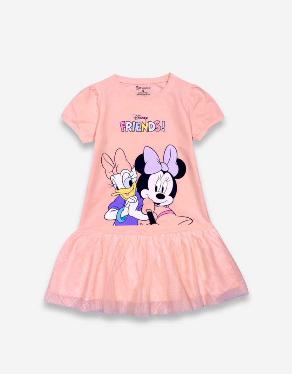  Váy bé gái tay phồng phối lưới Minnie 