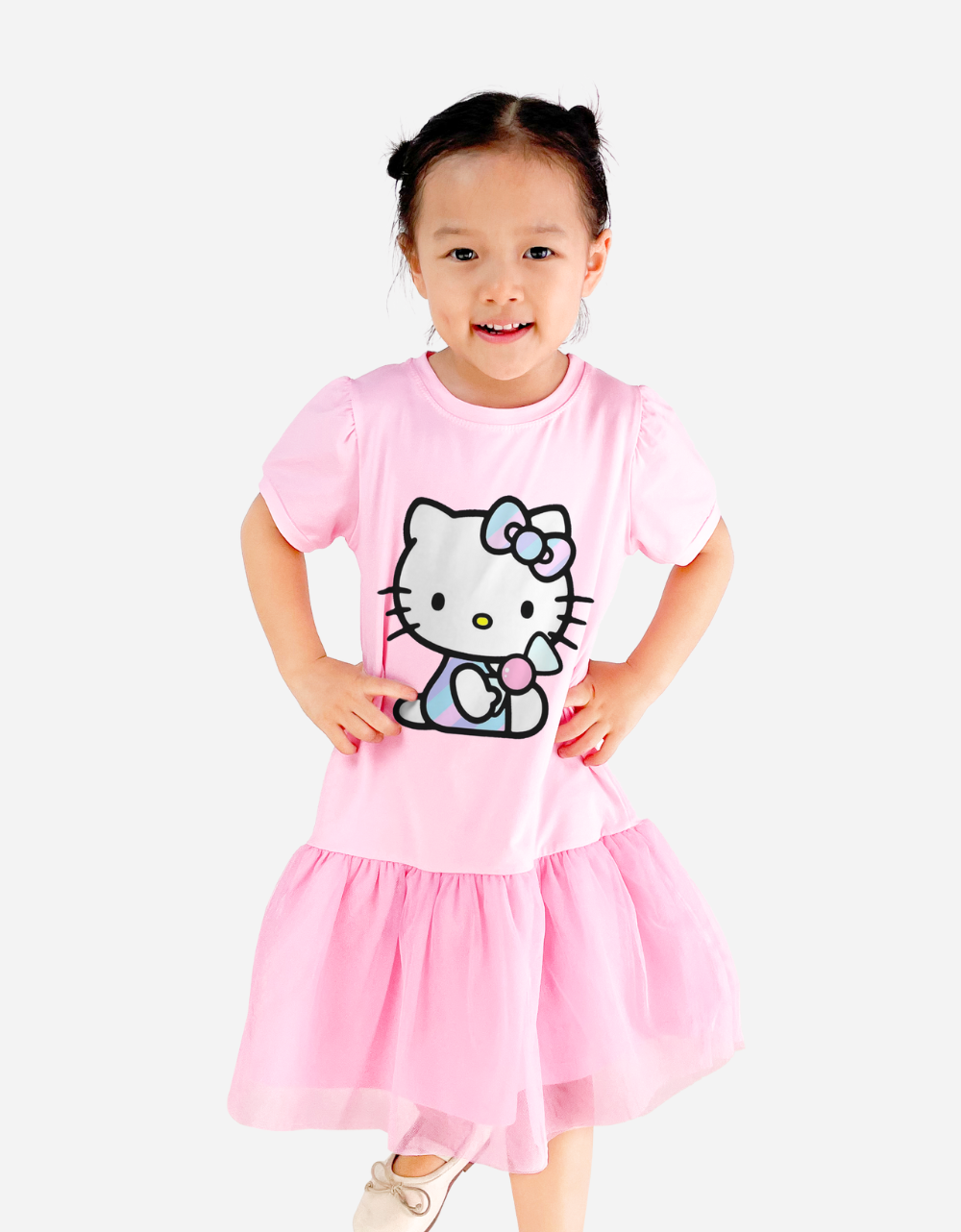  Váy bé gái tay phồng Hello Kitty 