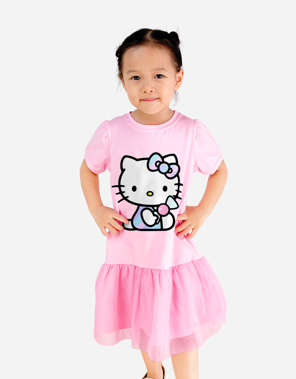  Váy bé gái tay phồng Hello Kitty 