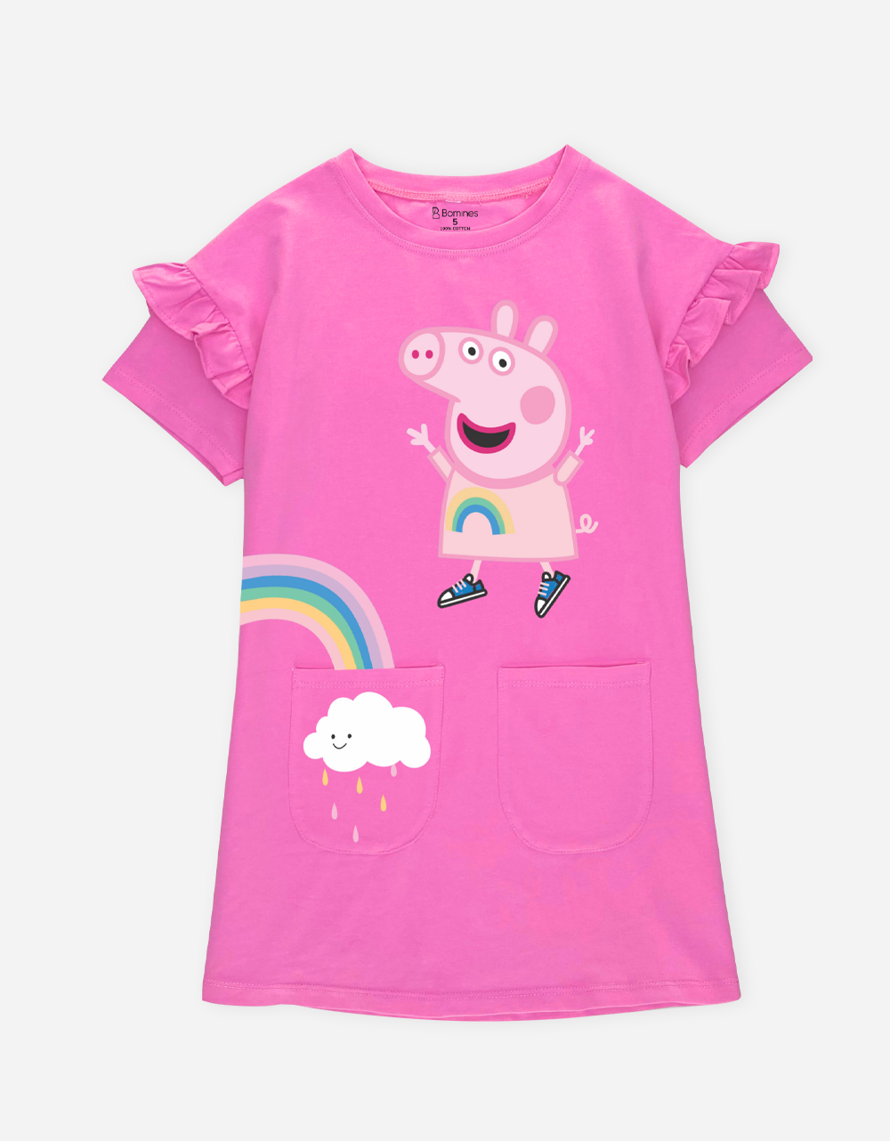  Váy bé gái tay ngắn Peppa Pig dáng suông 