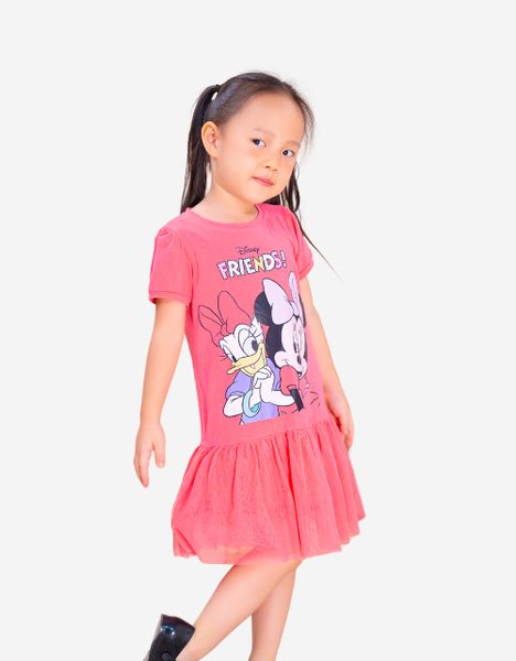  Váy bé gái tay phồng phối lưới Minnie 