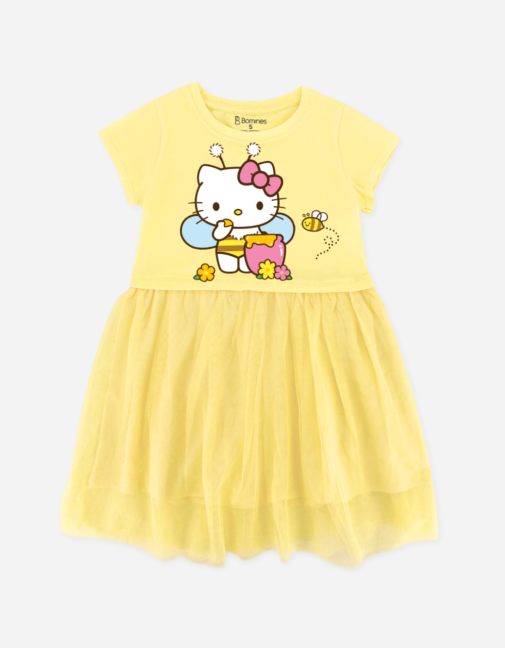  Váy bé gái tay ngắn Hello Kitty phối lưới 