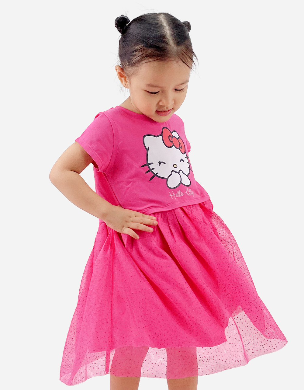 Đầm thun nữ bẹt vai hình mèo hello kitty xinh đẹp DS316