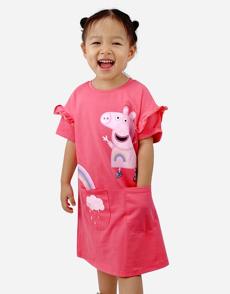  Váy bé gái tay ngắn Peppa Pig dáng suông 