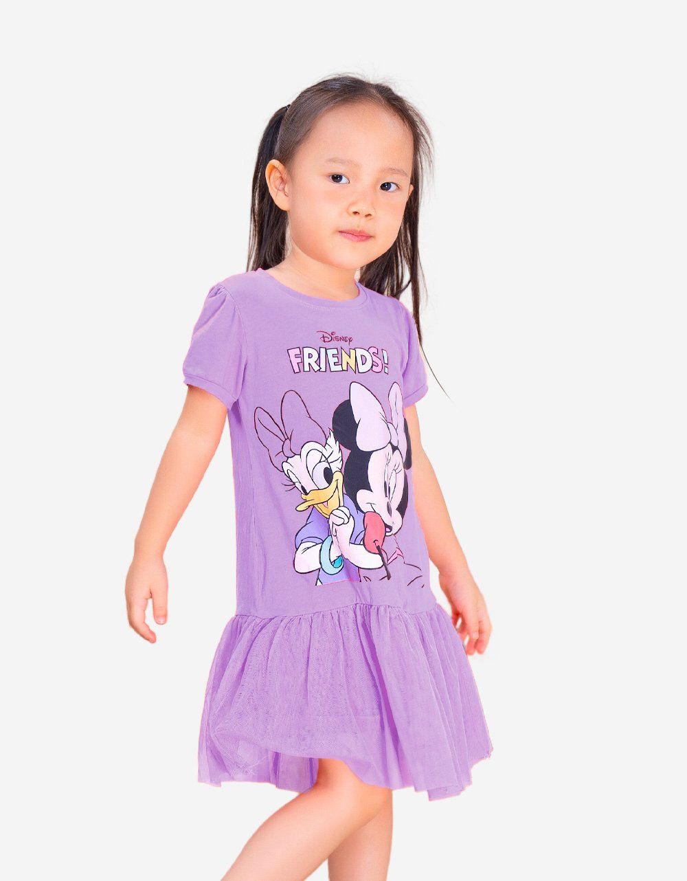  Váy bé gái tay phồng phối lưới Minnie 