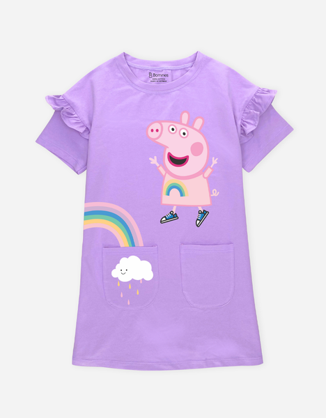  Váy bé gái tay ngắn Peppa Pig dáng suông 