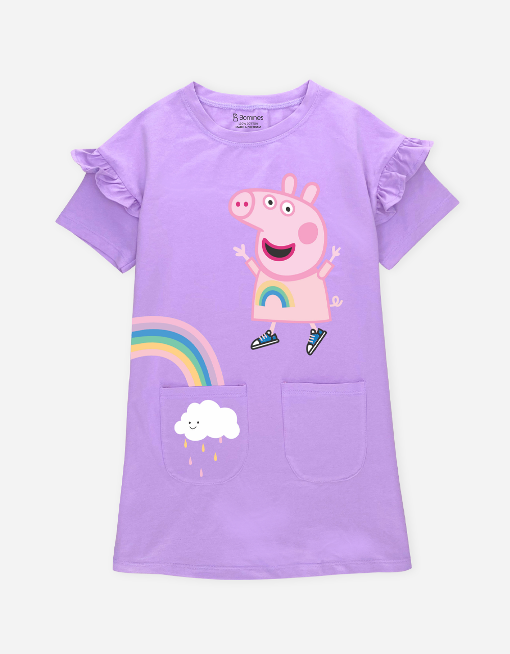  Váy bé gái tay ngắn Peppa Pig dáng suông 