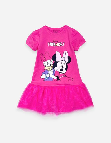  Váy bé gái tay phồng phối lưới Minnie 