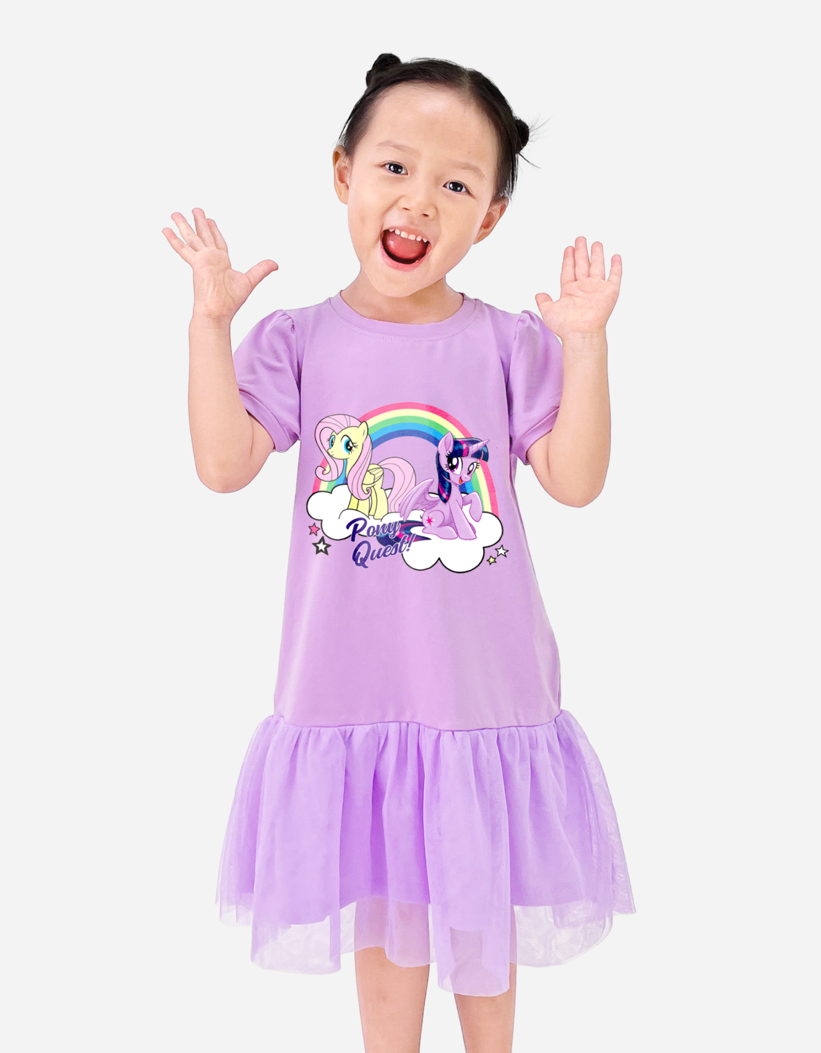  Váy bé gái tay phồng phối lưới My Little Pony 