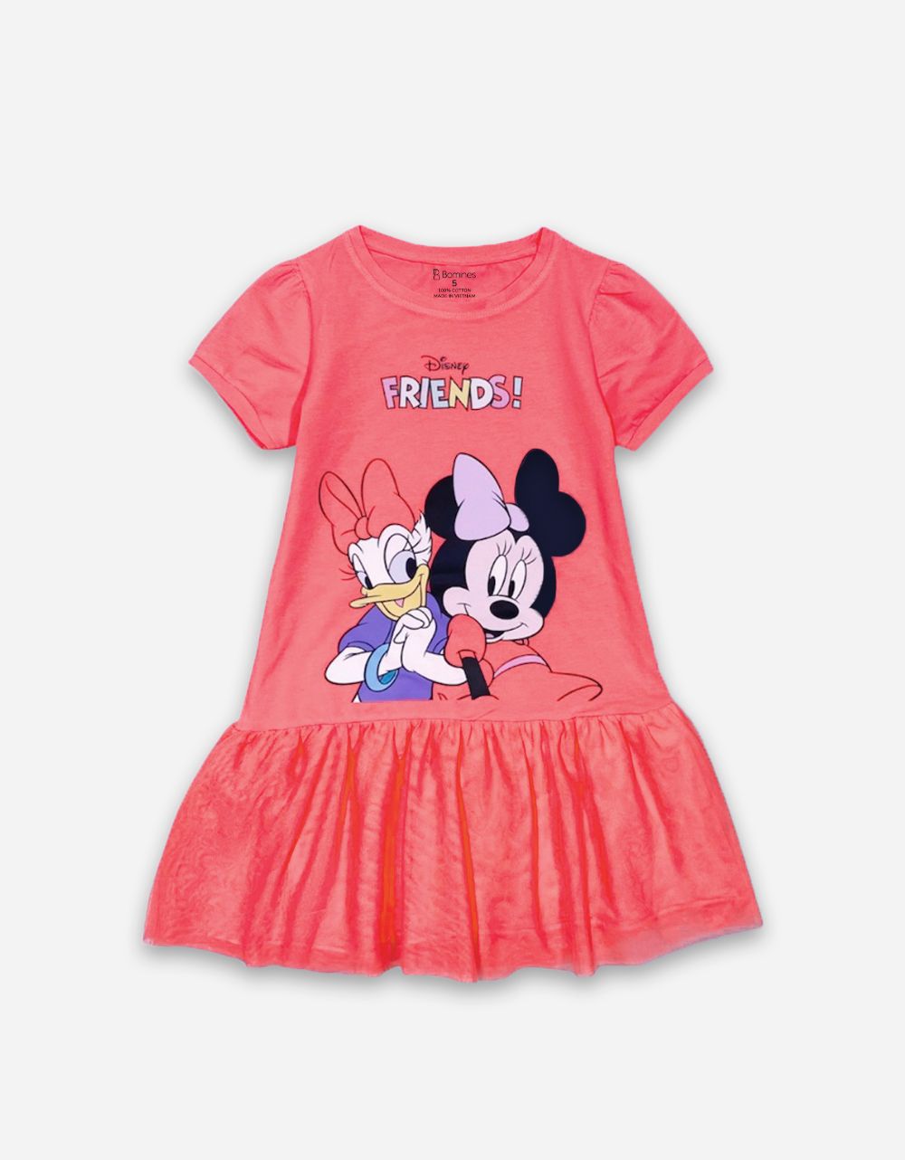  Váy bé gái tay phồng phối lưới Minnie 