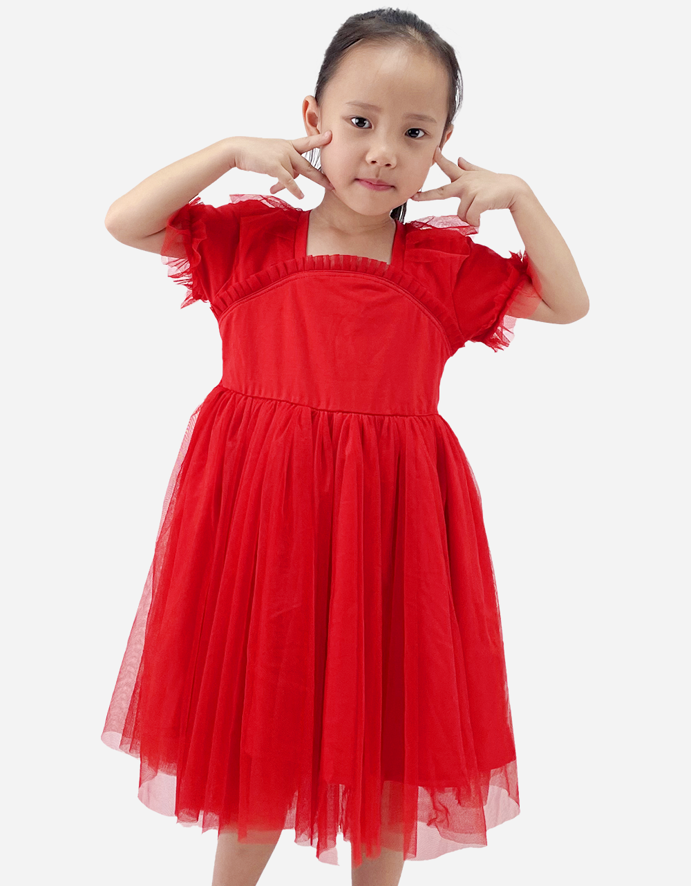  Váy Tết màu đỏ cho bé gái 
