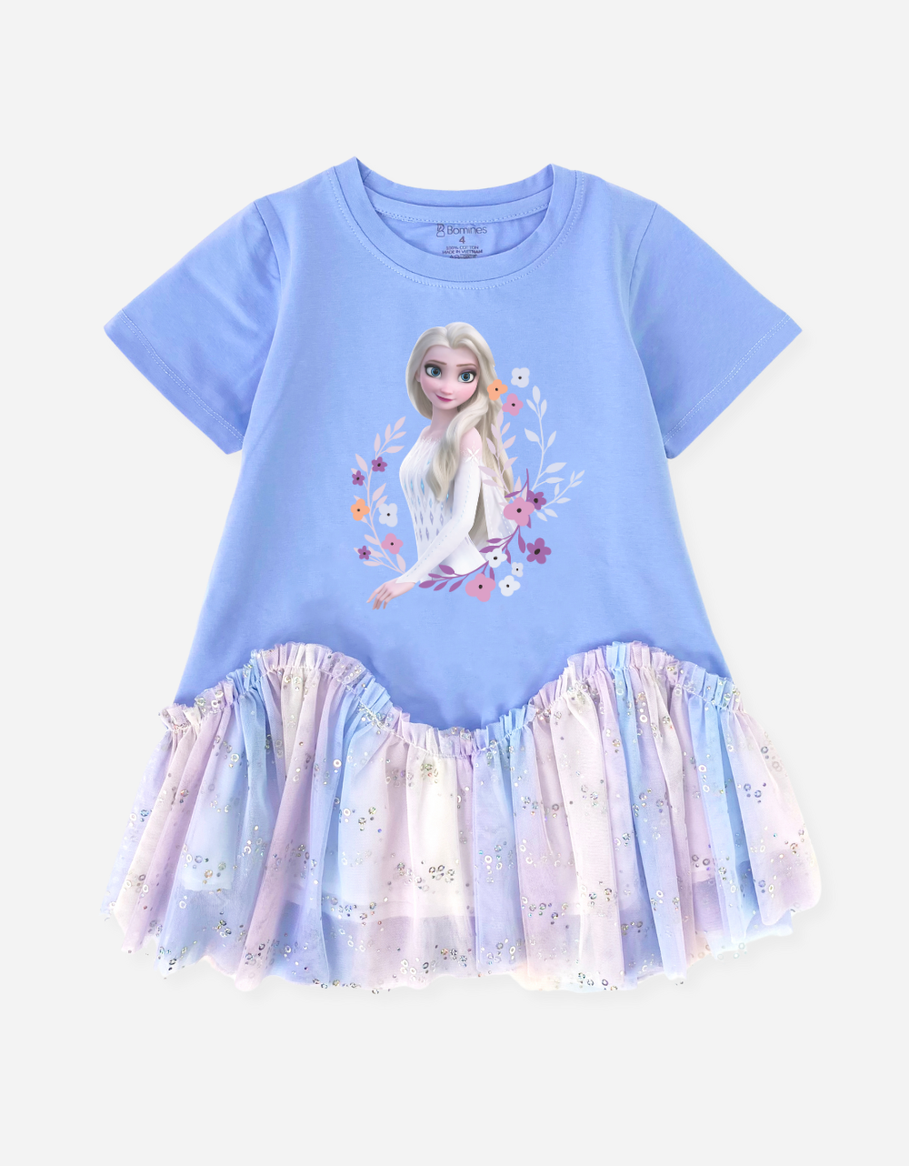  Váy bé gái phối lưới công chúa Elsa 