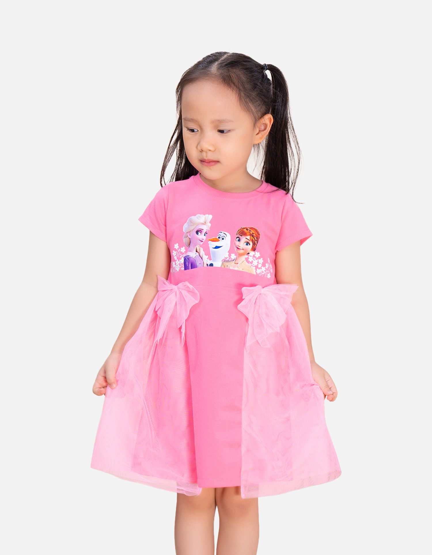 Váy đầm bé gái cao cấp Elsa  Anna kèm áo choàng màu hồng 28 tuổi