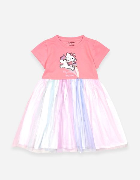  Váy tay ngắn phối lưới Hello Kitty 