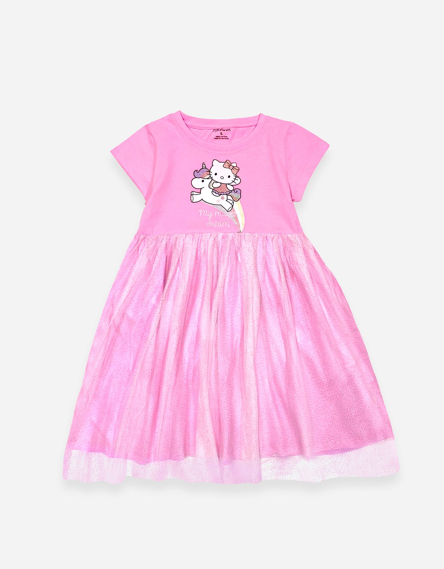  Váy tay ngắn phối lưới Hello Kitty 