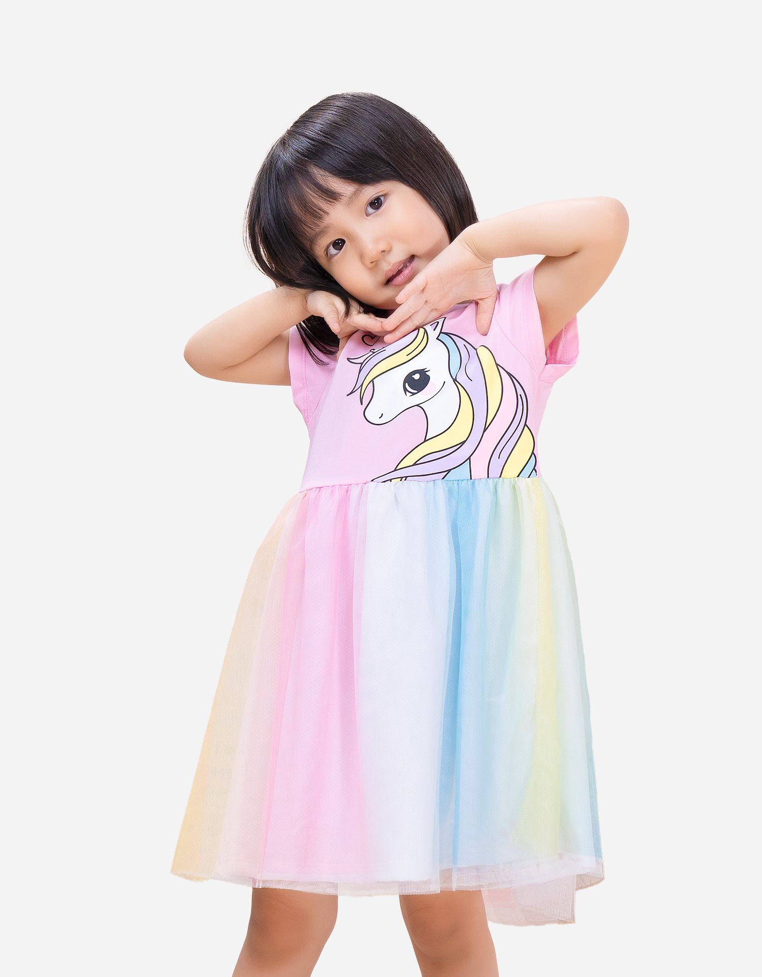  Váy bé gái tay ngắn phối lưới Unicorn 