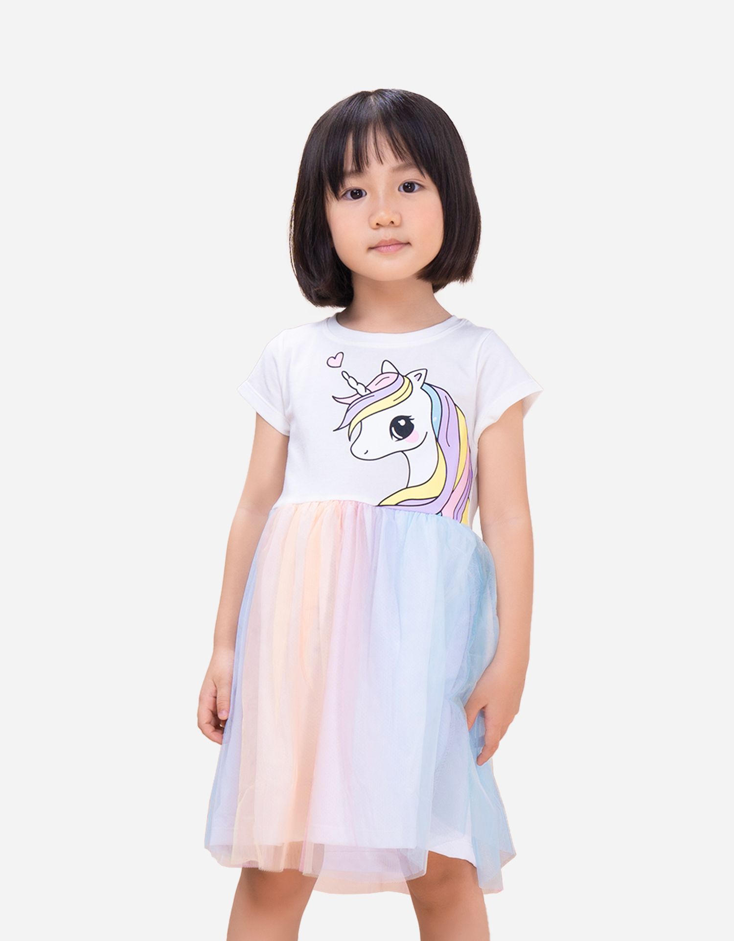  Váy bé gái tay ngắn phối lưới Unicorn 