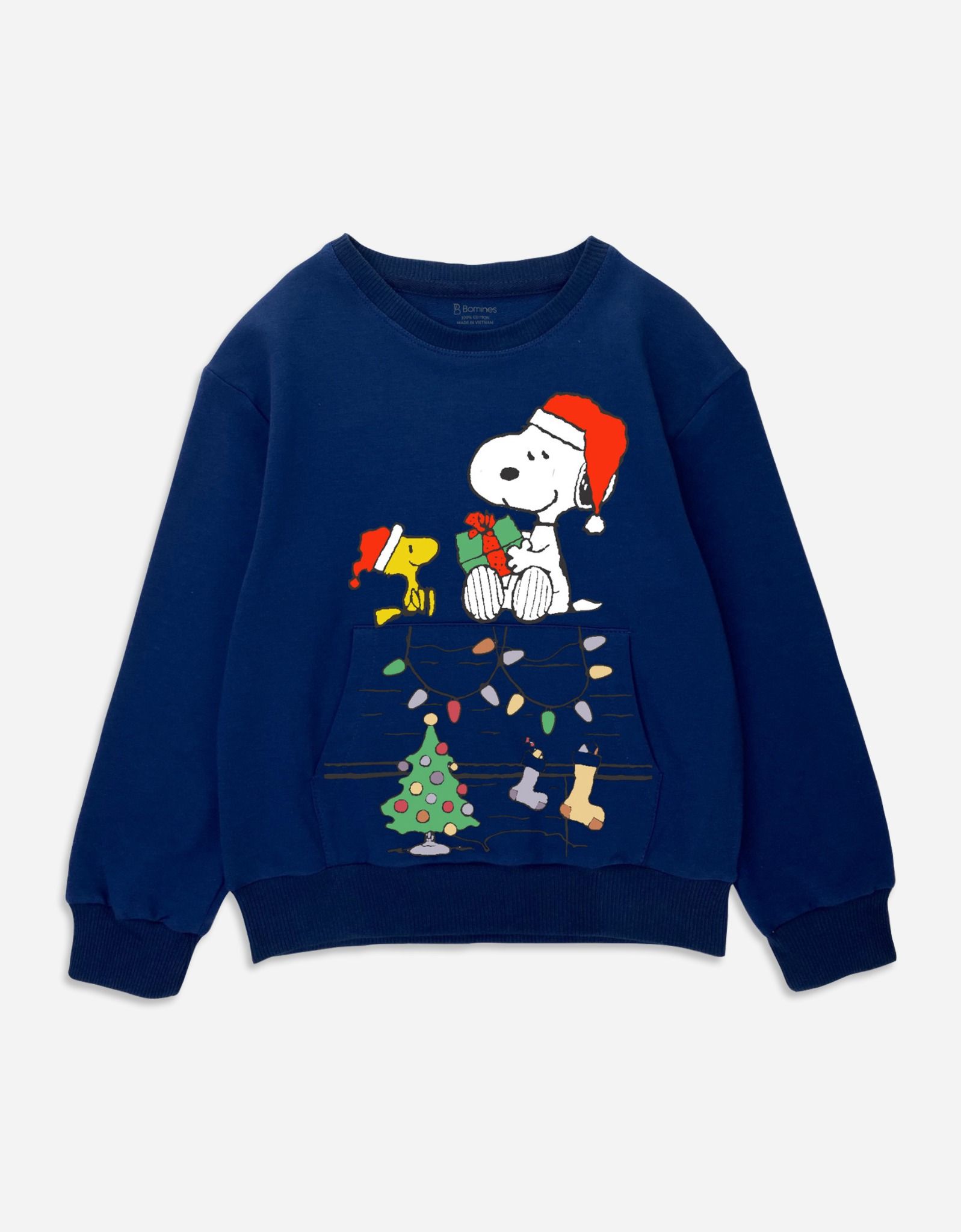  Áo sweater Snoopy có túi tay dài bé trai bé gái 