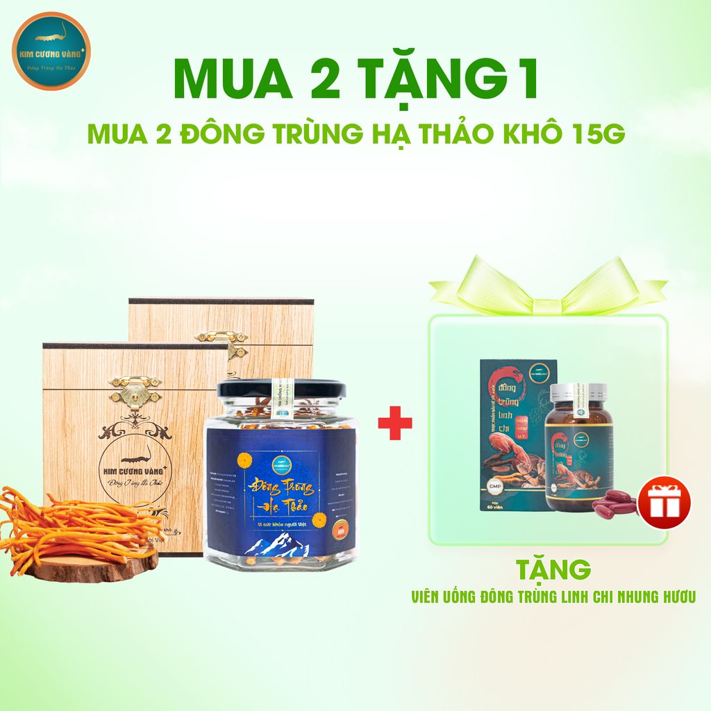 [MUA 2 TẶNG 1] Mua 2 Đông Trùng Hạ Thảo Thượng Phẩm 15g TẶNG 1 Hộp Viên Uống ĐTLCNH