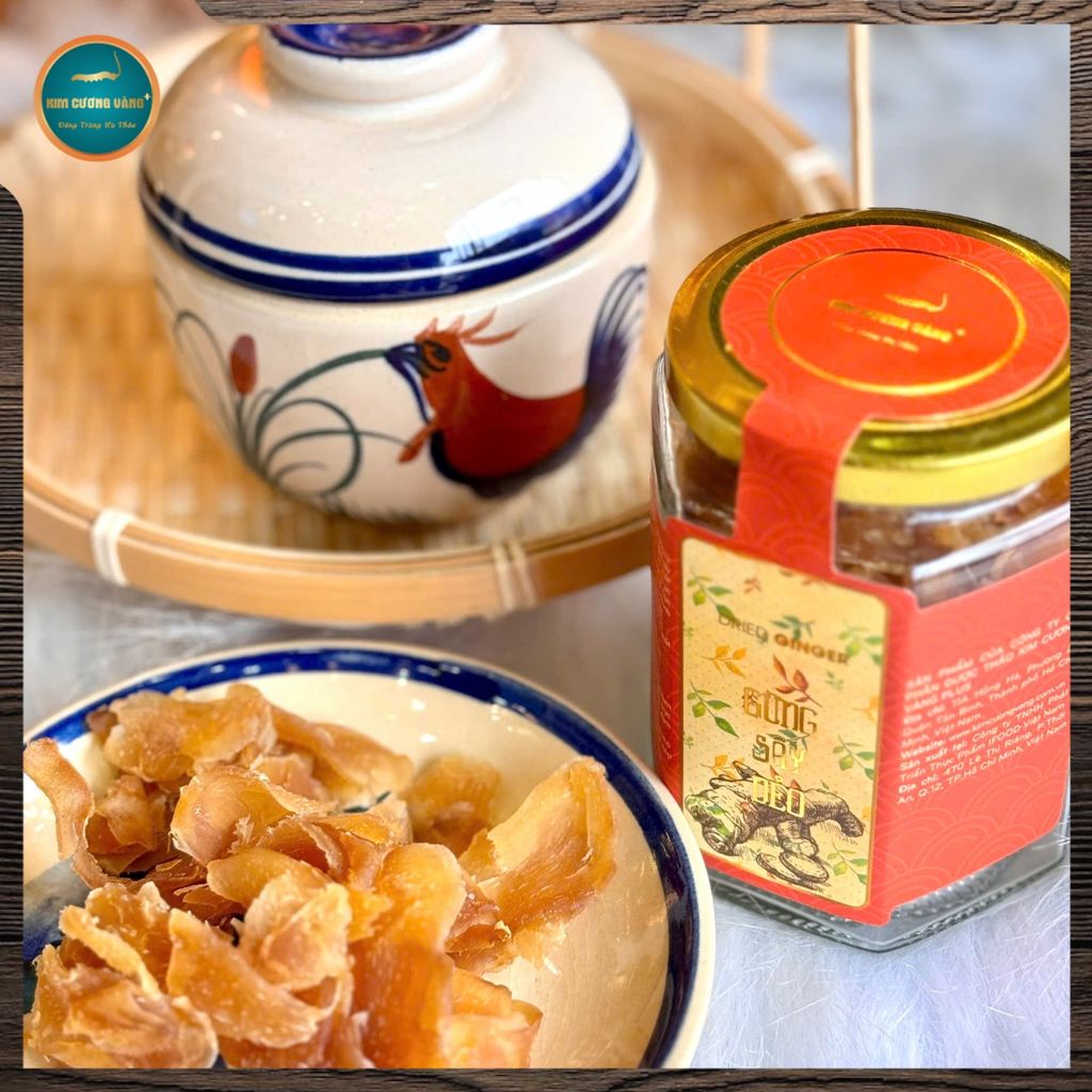 Mứt gừng sấy dẻo Kim Cương Vàng (100g) – Món ăn truyền thống tốt cho sức khỏe