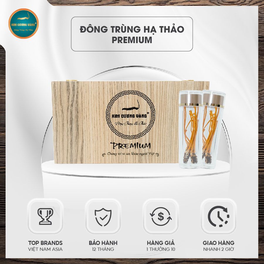 Đông Trùng Hạ Thảo Premium (Hộp 6 lọ x 3 con)