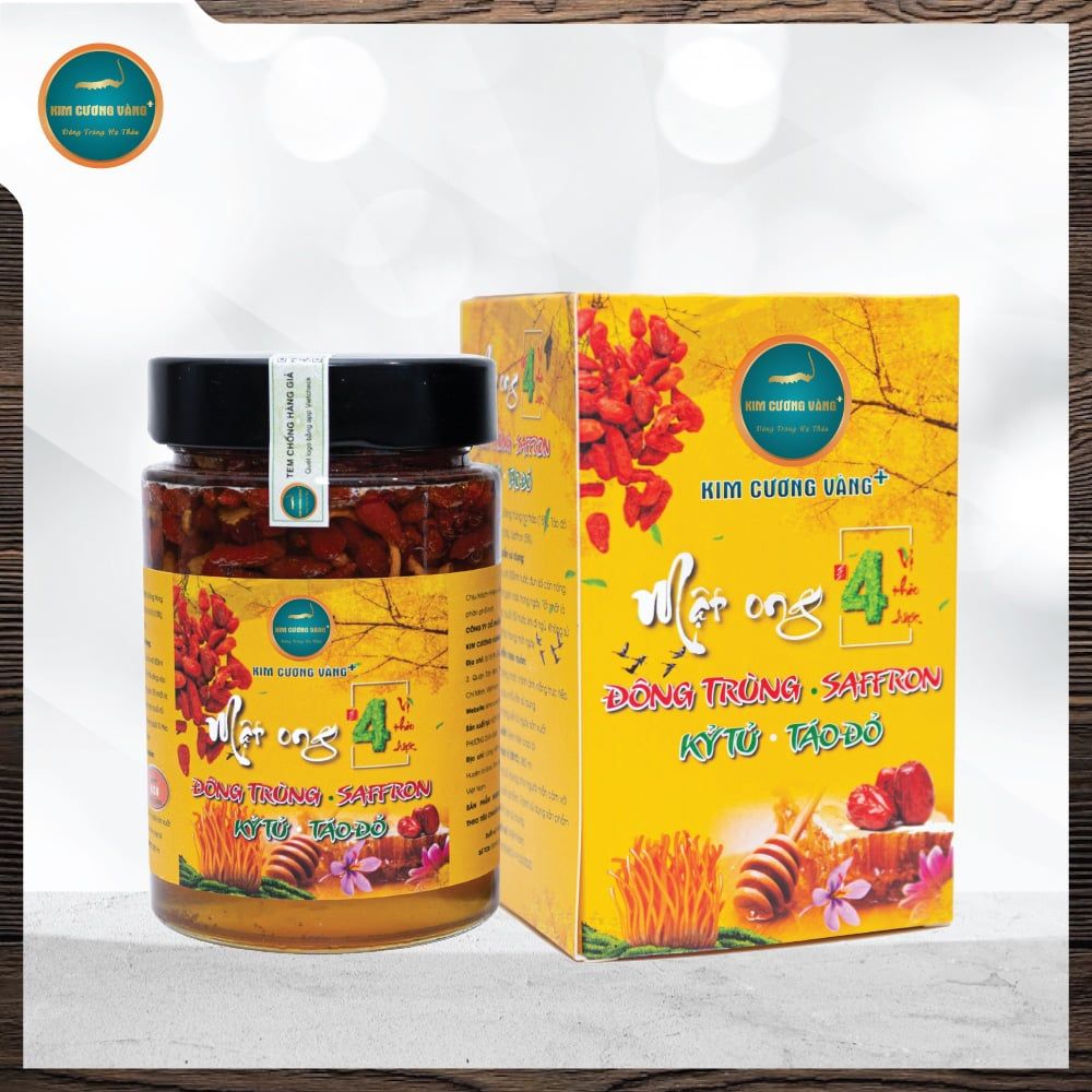 Mật Ong 4 Vị Đông Trùng Saffron Kỷ Tử Táo Đỏ (Hộp 380ml)
