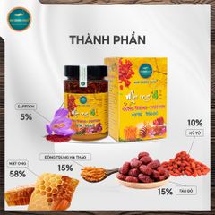 Mật Ong 4 Vị Đông Trùng Saffron Kỷ Tử Táo Đỏ (Hộp 380ml)