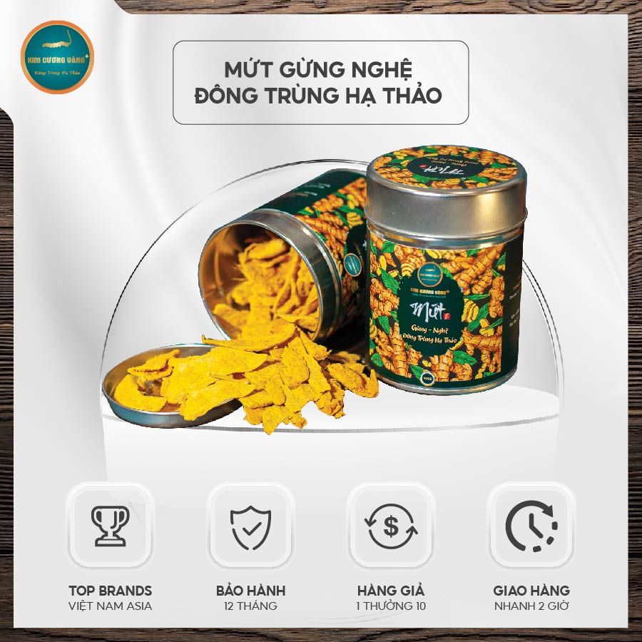 Mứt Gừng Nghệ Đông Trùng Hạ Thảo (Hộp 180g)