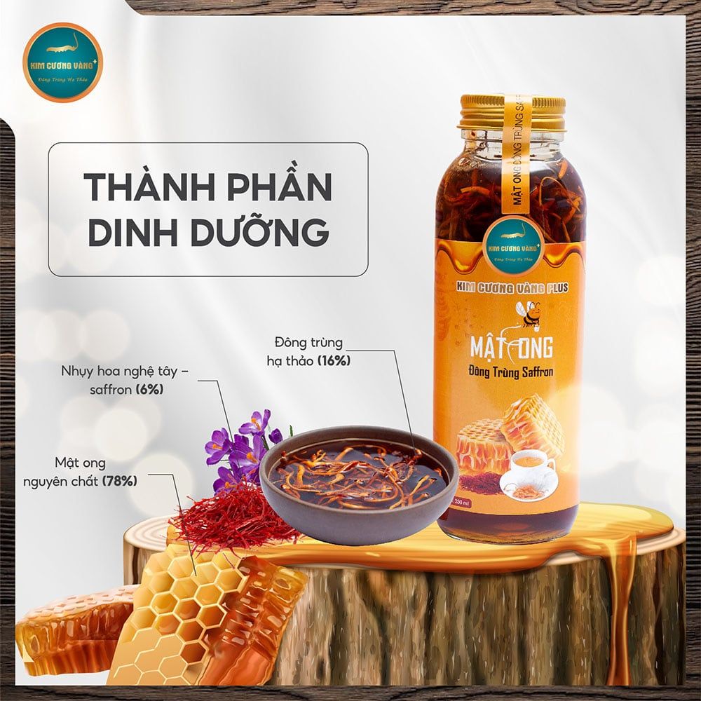 Mật Ong Saffron Đông Trùng Hạ Thảo (Chai 330ml)